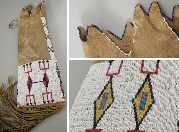 Lot image - Sioux Beaded Hide Tobacco Bag