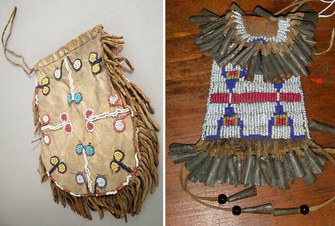 Lot image - Two Plains Beaded Hide Pouches