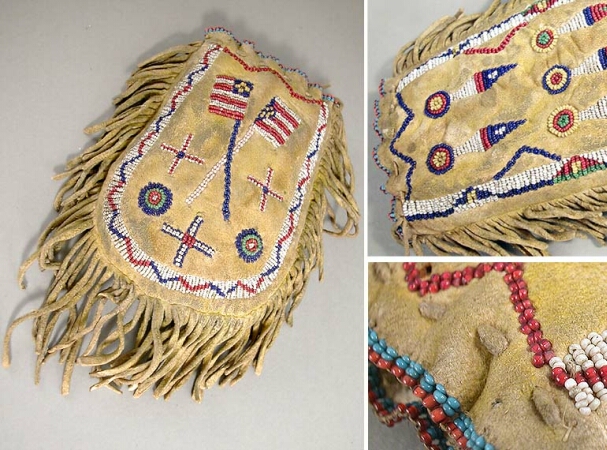 Lot image - Plains Beaded Hide Pouch