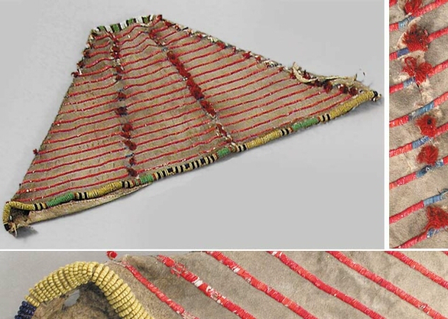 Lot image - Sioux Quilled Hide Cradle Hood Cover