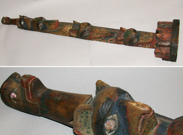 Lot image - Northwest Coast Painted Wood Totem Pole