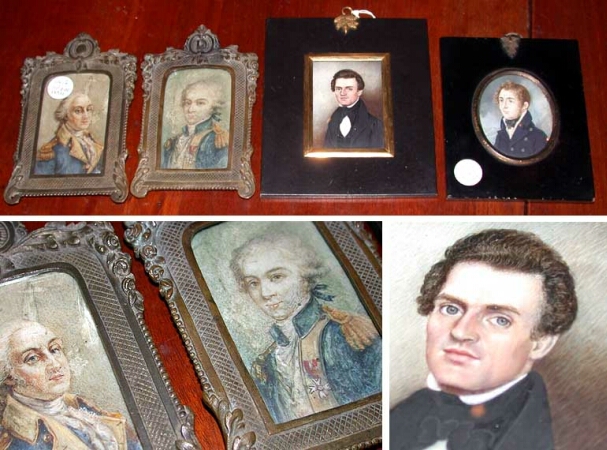 Lot image - Group of Four Watercolor on Ivory Portrait Miniatures
