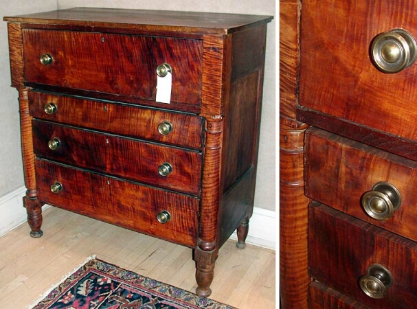 Lot image - Classical Tiger Maple Chest of Drawers
