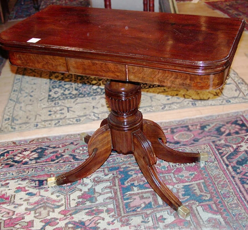 Lot image - Federal Mahogany Fold-Over Card Table Massachusetts, early 19th century