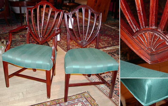 Lot image - Set of Eight Federal Style Mahogany Dining Chairs  Early 20th century