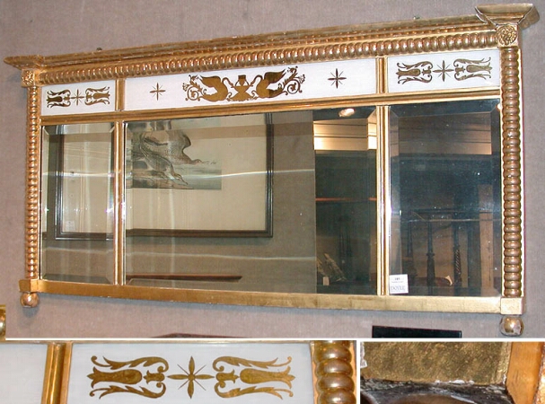 Lot image - Classical Gilt-Wood and Eglomise Overmantel Mirror