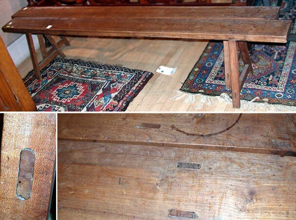 Lot image - Pair of Plank Wood Benches