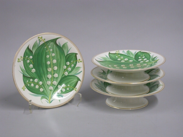 Lot image - Set of Four English Gilt Decorated Footed Plates