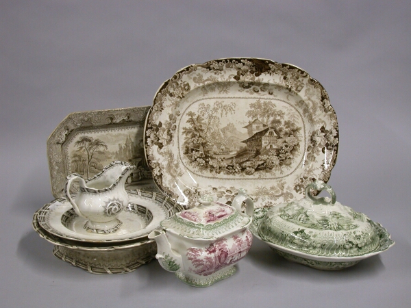 Lot image - Miscellaneous Group of English Transfer Decorated Pottery Articles