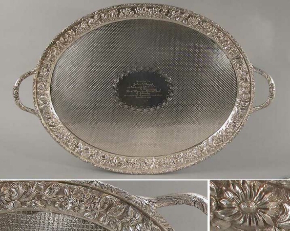 Lot image - Sterling Silver Two-Handled Tray