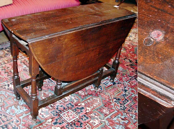 Lot image - William and Mary Oak Drop-Leaf Table