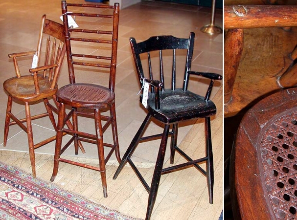 Lot image - Group of Three Wood Childs Highchairs