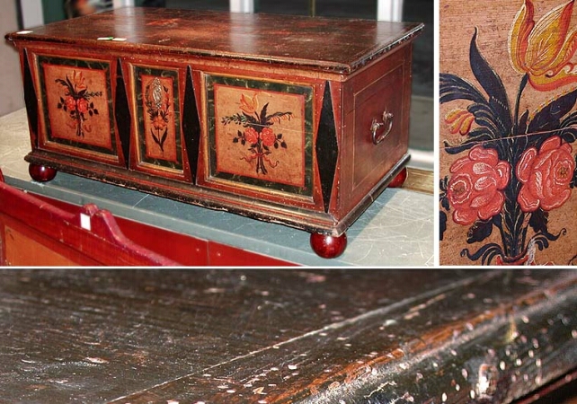 Lot image - Painted Pine Blanket Chest
