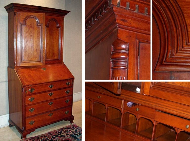 Lot image - Chippendale Cherry Desk and Bookcase