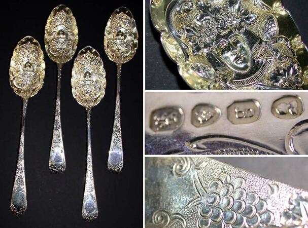 Lot image - Set of Four George III Silver Berry Spoons