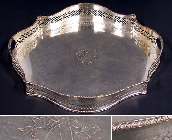 Lot image - Silver Plated Two-Handled Galleried Tray