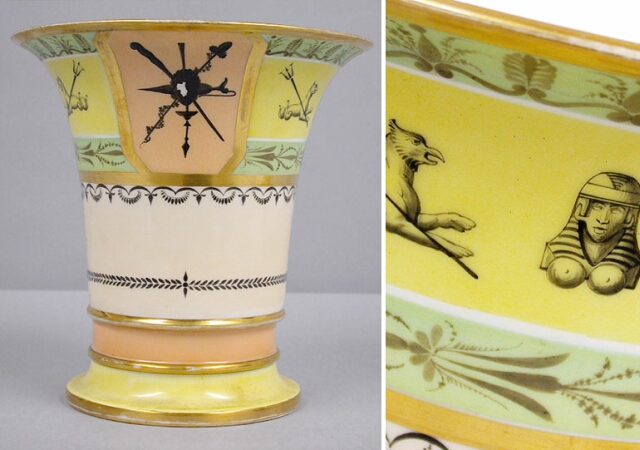 Lot image - Paris Gilt Decorated Porcelain Vase on Stand