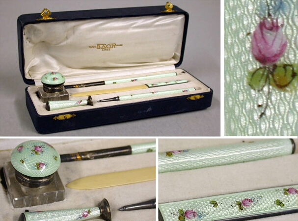 Lot image - Enameled Desk Set