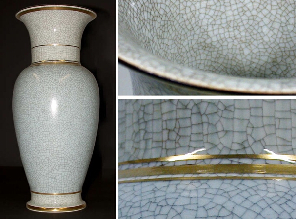 Lot image - Royal Copenhagen Porcelain Crackle Glazed Vase