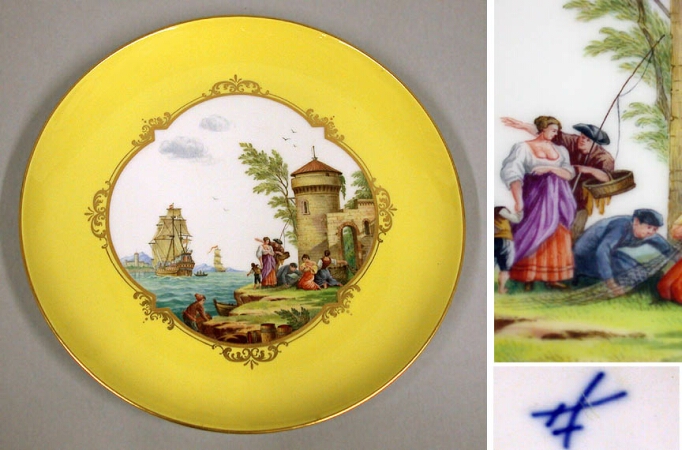 Lot image - Meissen Gilt Decorated Porcelain Cabinet Plate