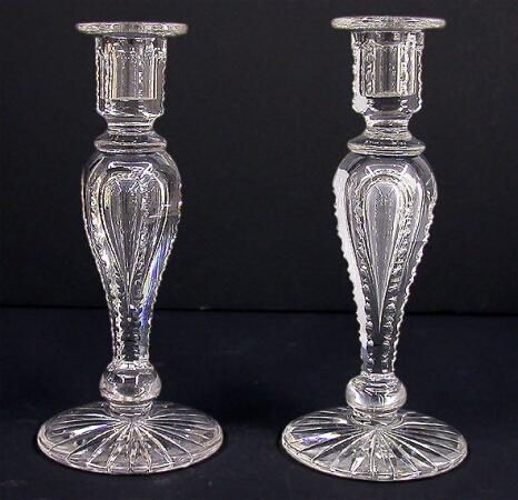 Lot image - Pair of Colorless Cut Glass Candlesticks