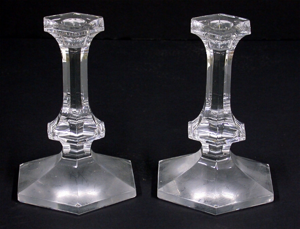 Lot image - Pair of Val St. Lambert Glass Candlesticks