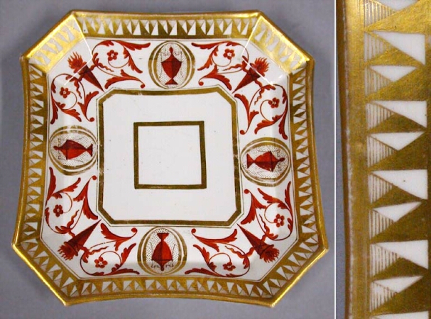 Lot image - Paris Gilt Decorated Porcelain Square Dish