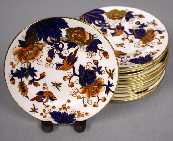 Lot image - Set of Twelve Royal Crown Derby Porcelain Bread Plates