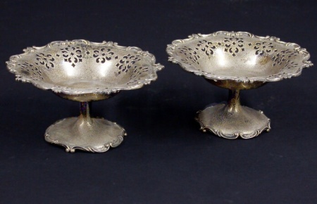 Lot image - Pair of Black, Starr & Frost Sterling Silver Reticulated Tazzas