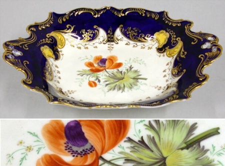 Lot image - English Gilt and Floral Decorated Porcelain Bowl