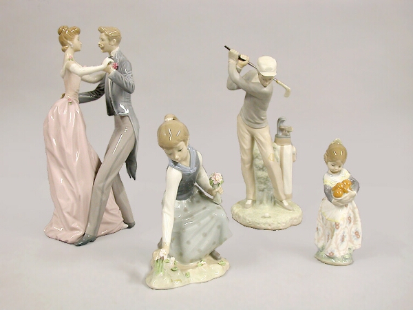 Lot image - Group of Four Lladro Bisque and Porcelain Figures