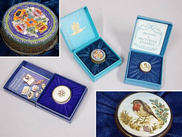 Lot image - Group of Three Enamel and Micro Mosaic Boxes