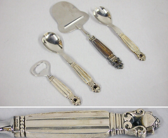 Lot image - Group of Four Georg Jensen Sterling Silver Handled Articles