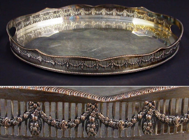 Lot image - Sheffield Silver Plated Galleried Tray