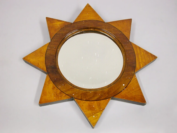 Lot image - Mahogany and Satinwood Star-Form Mirror