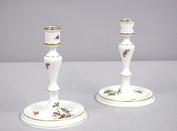 Lot image - Pair of Herend Porcelain Candlesticks