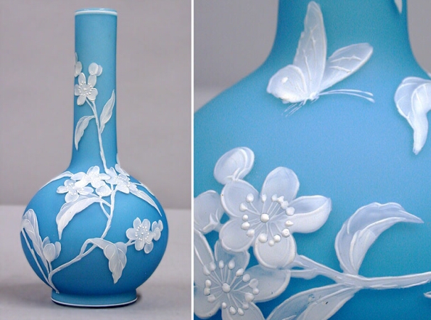 Lot image - Painted Satin Glass Vase