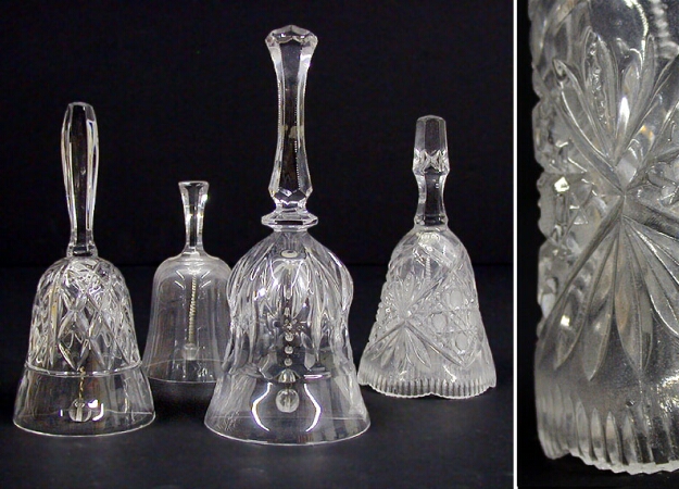 Lot image - Group of Four Cut and Pressed Glass Bells