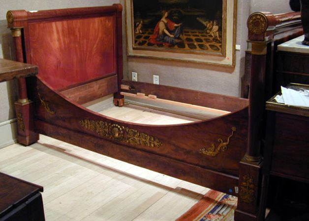 Lot image - Empire Gilt-Bronze Mounted Mahogany Bedstead