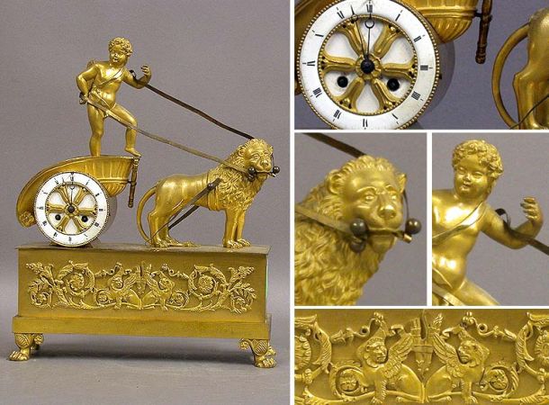 Lot image - Charles X Gilt-Bronze Mantel Clock