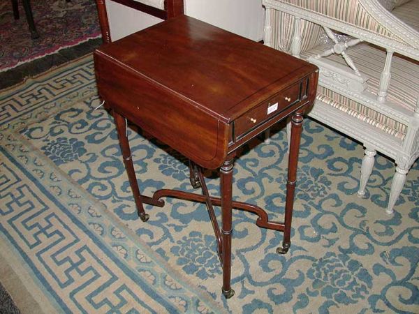 Lot image - Late Regency Ebonized Banded Mahogany Pembroke Table