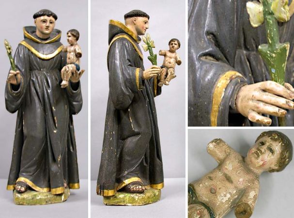 Lot image - Continental Polychrome Decorated Figure of Saint Anthony
