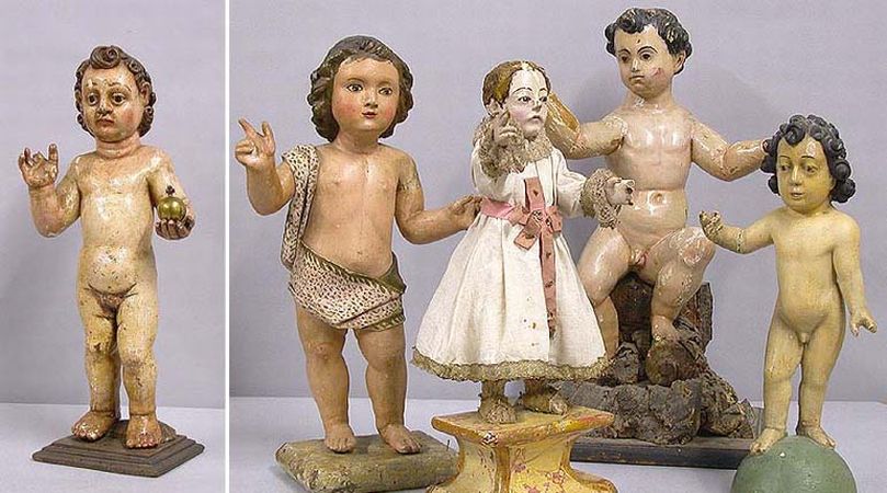 Lot image - Group of Five Colonial Polychrome Santos