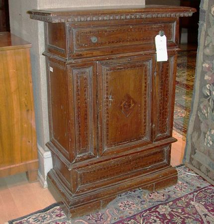 Lot image - Italian Renaissance Inlaid Walnut Side Cabinet