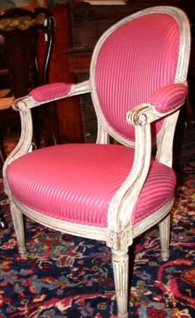 Lot image - Pair of Louis XVI Style White Painted Beechwood Fauteuils