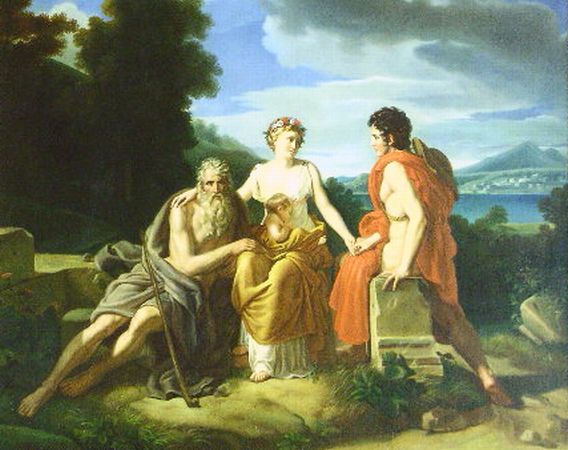Lot image - Follower of Francois Pascal Simon Gerard THE THREE AGES OF MAN   Oil on canvas 36 x 46 inches (91.4 x 116.8 cm.)