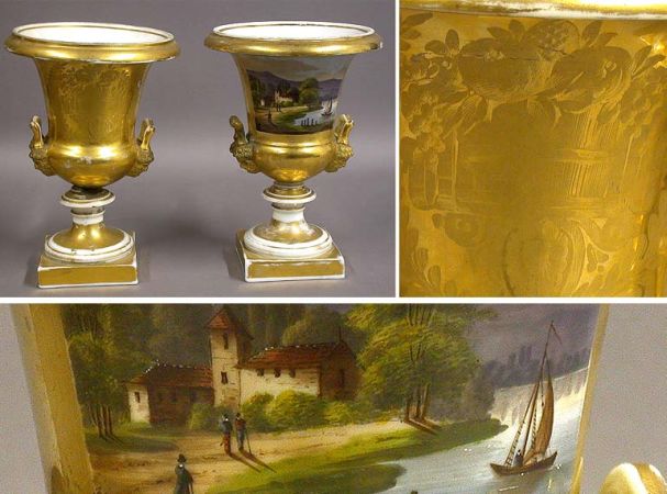 Lot image - Pair of Paris Porcelain Urns