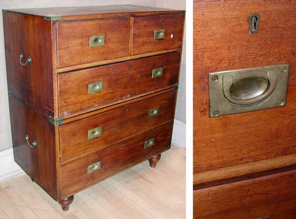 Lot image - Victorian Brass Mounted Mahogany Campaign Chest