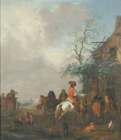 Lot image - Manner of Wouwouermans  TAVERN EXTERIOR