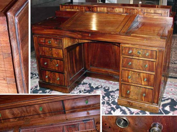Lot image - English Mahogany Mechanical Pedestal Desk